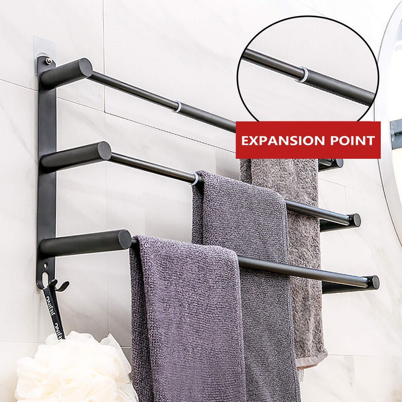 lanliebao Towel Bars Freely Retractable 20-30 Inche Stainless Steel 304 Bath Towel Rack Strong 3M Adhesive Bathroom Wall-mounting Free mounting Hole-Installing washroom Kitchen Space Saving (2 Bars) - Image 3
